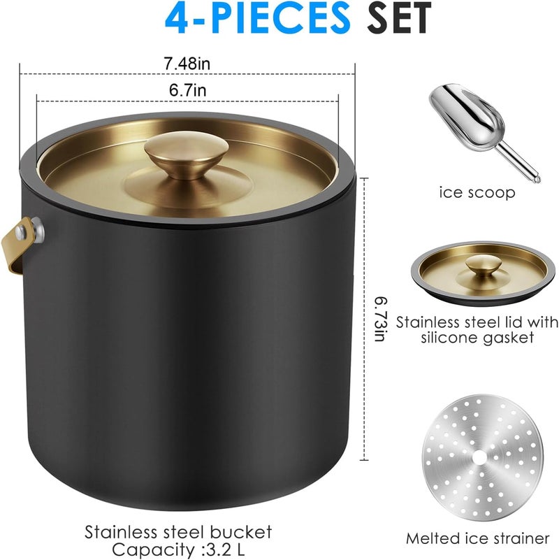 Five Home 3.2L Insulated Ice Buckets for Parties, Elegant Double Wall Stainless Steel Champagne Buckets with Lid & Scoop,Ideal for Cocktail Bar, Chilling Wine, Champagne - Image 3